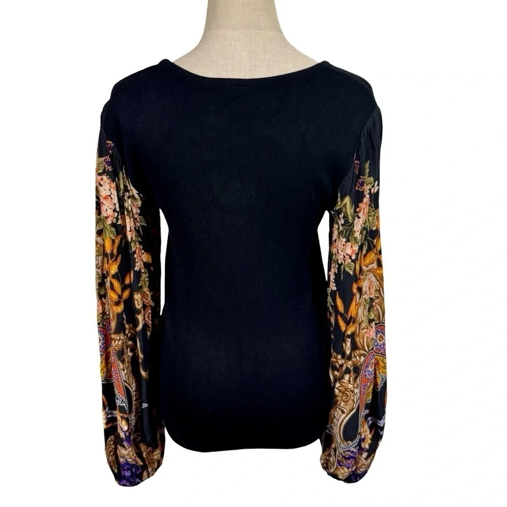 Anthropologie Blank London Bl-nk Bl^nk Printed-Sleeve Sweater Top